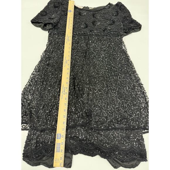 Vintage Lawrence Kazar Black Beaded Cocktail Formal Dress medium Silk - Picture 2 of 7